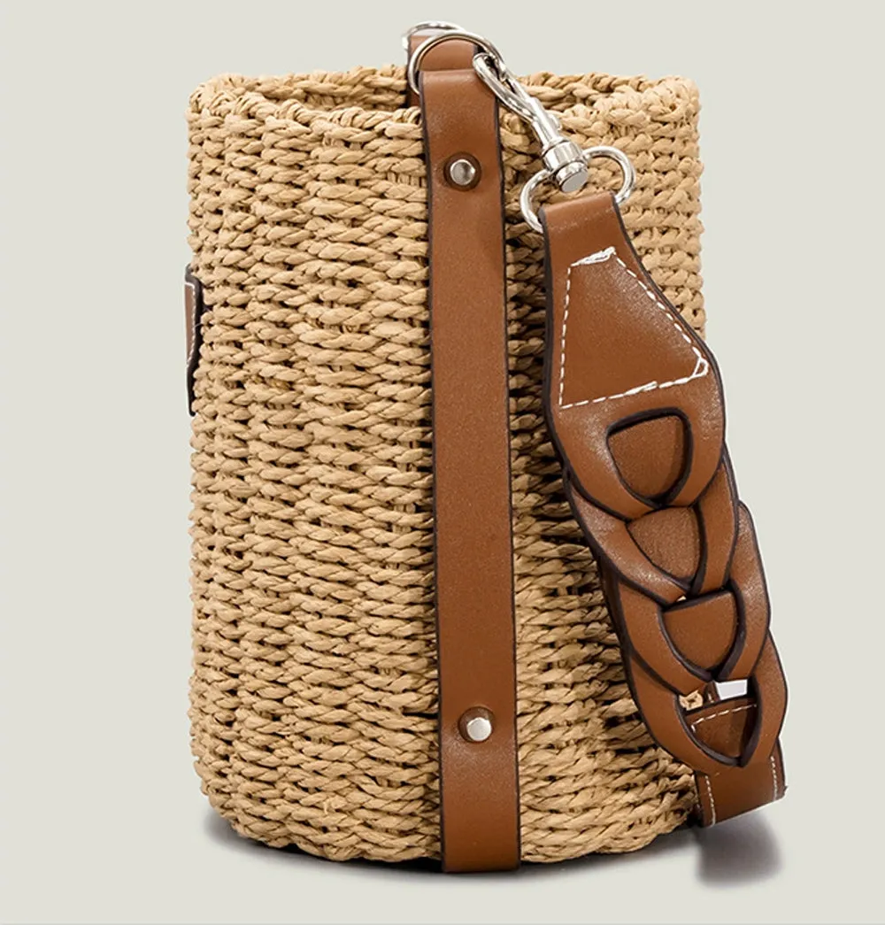 Raffia Straw Bucket Bag