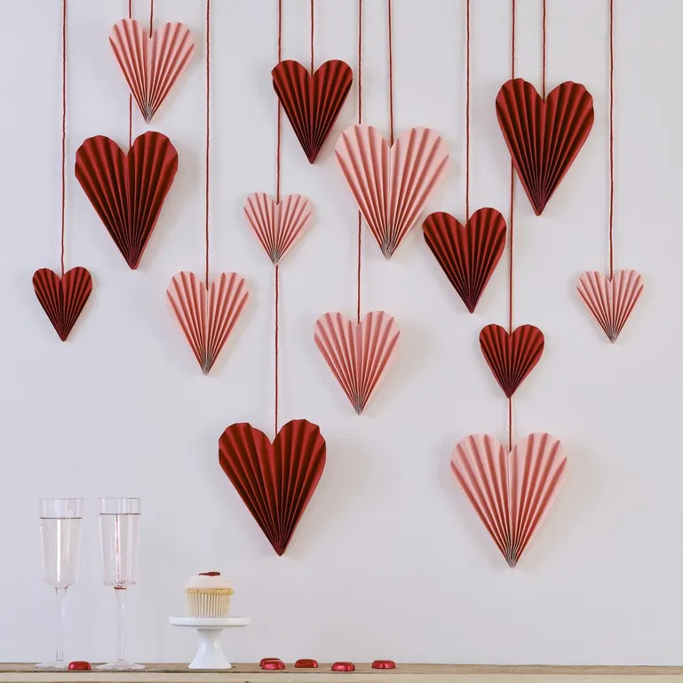 Red and Pink Paper Heart Decorations