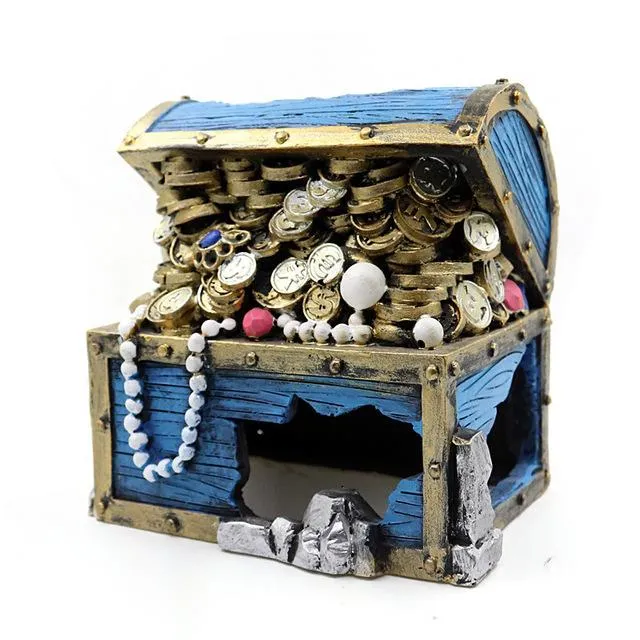 RQ2009 Treasure Chest Aquarium Decoration 13.5x10x13cm