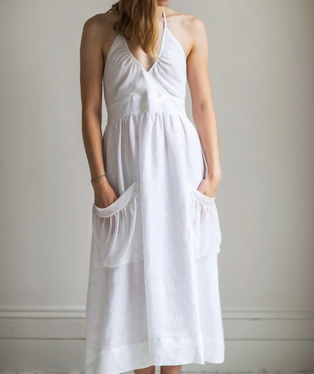 SAMPLE SALE<br>Linen Silk Pocket Dress<Large>