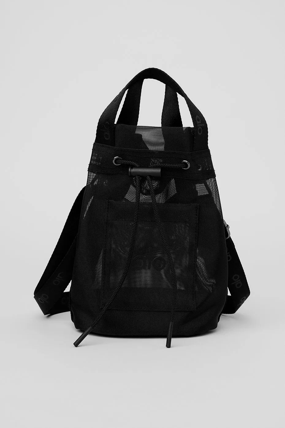 Sheer Cross Body Bucket Bag - Black