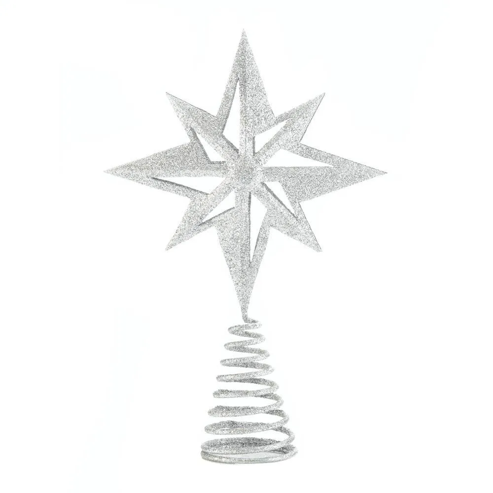 Silver Glitter Star Tree Topper