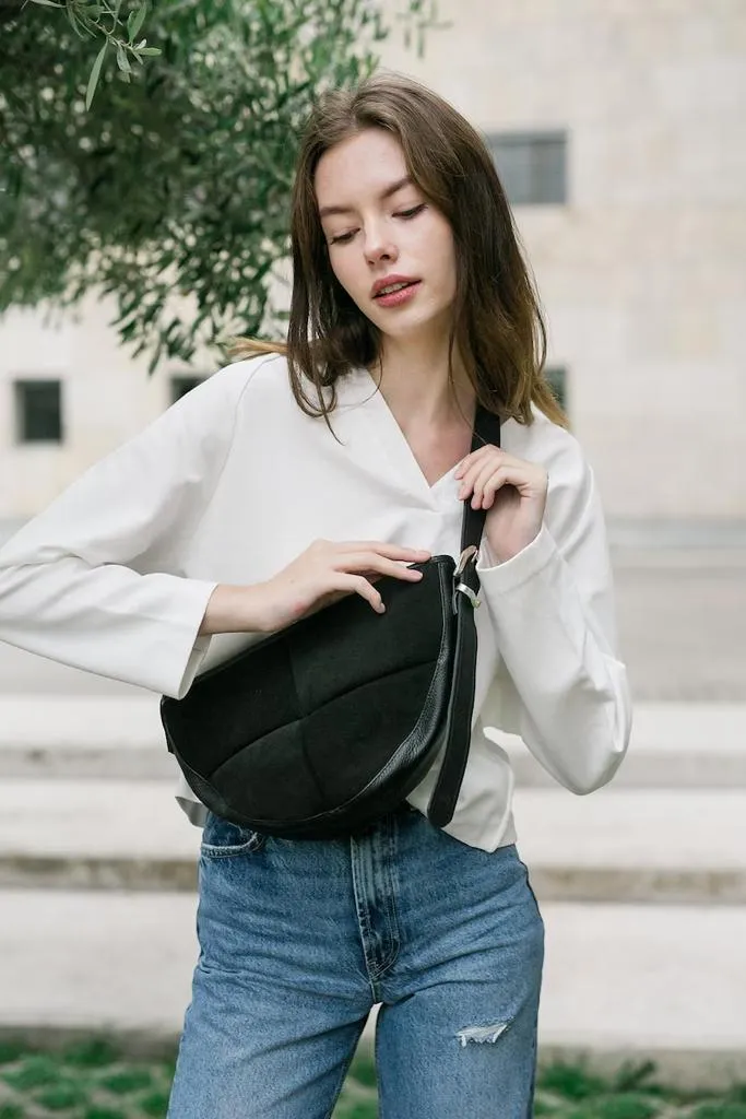 Suede Leather Sling cum Shoulder Bag