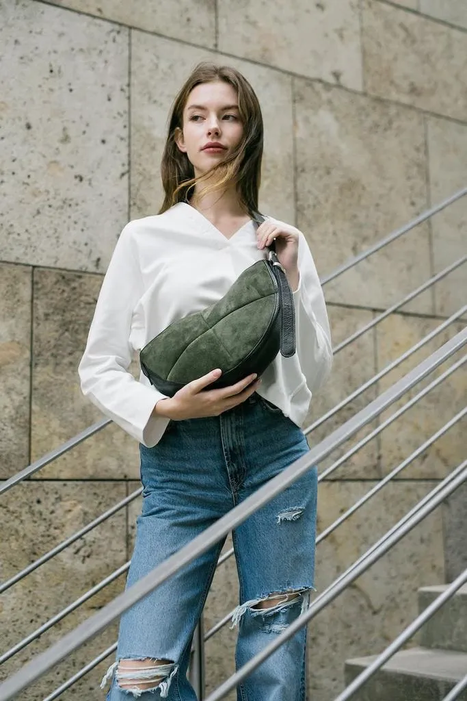 Suede Leather Sling cum Shoulder Bag