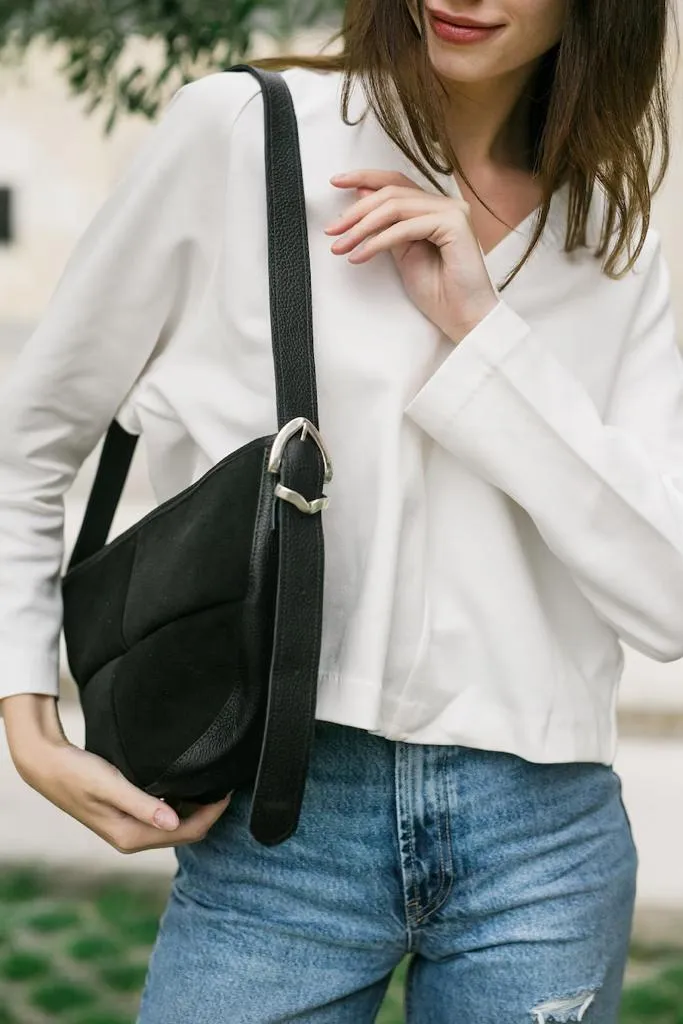 Suede Leather Sling cum Shoulder Bag