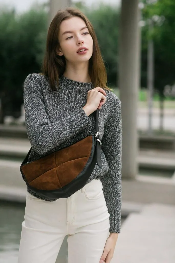 Suede Leather Sling cum Shoulder Bag