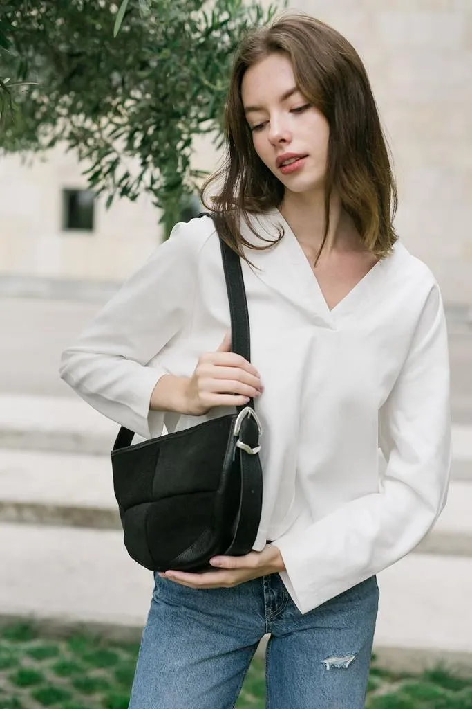 Suede Leather Sling cum Shoulder Bag