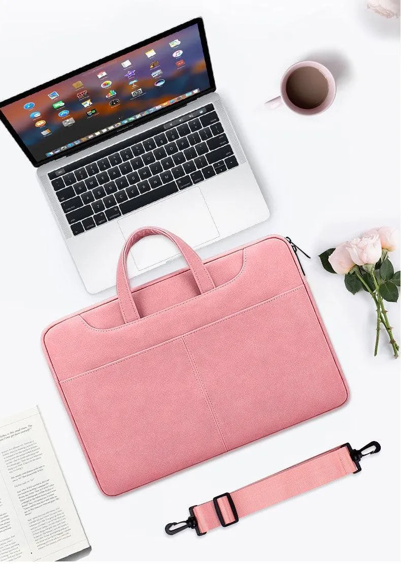 The Latest Sleek And Stylish Padded Inner Designed Shoulder Strap Laptop Bag- Pink