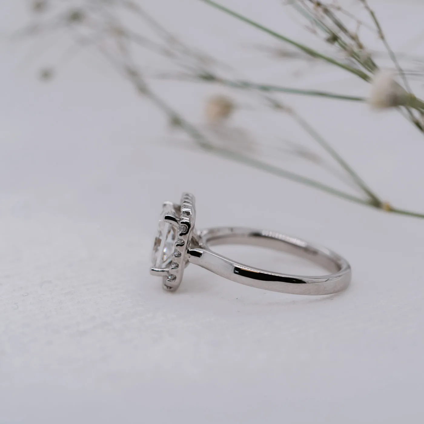 The Rose Ring | Lab Diamond Emerald Cut Engagement Halo