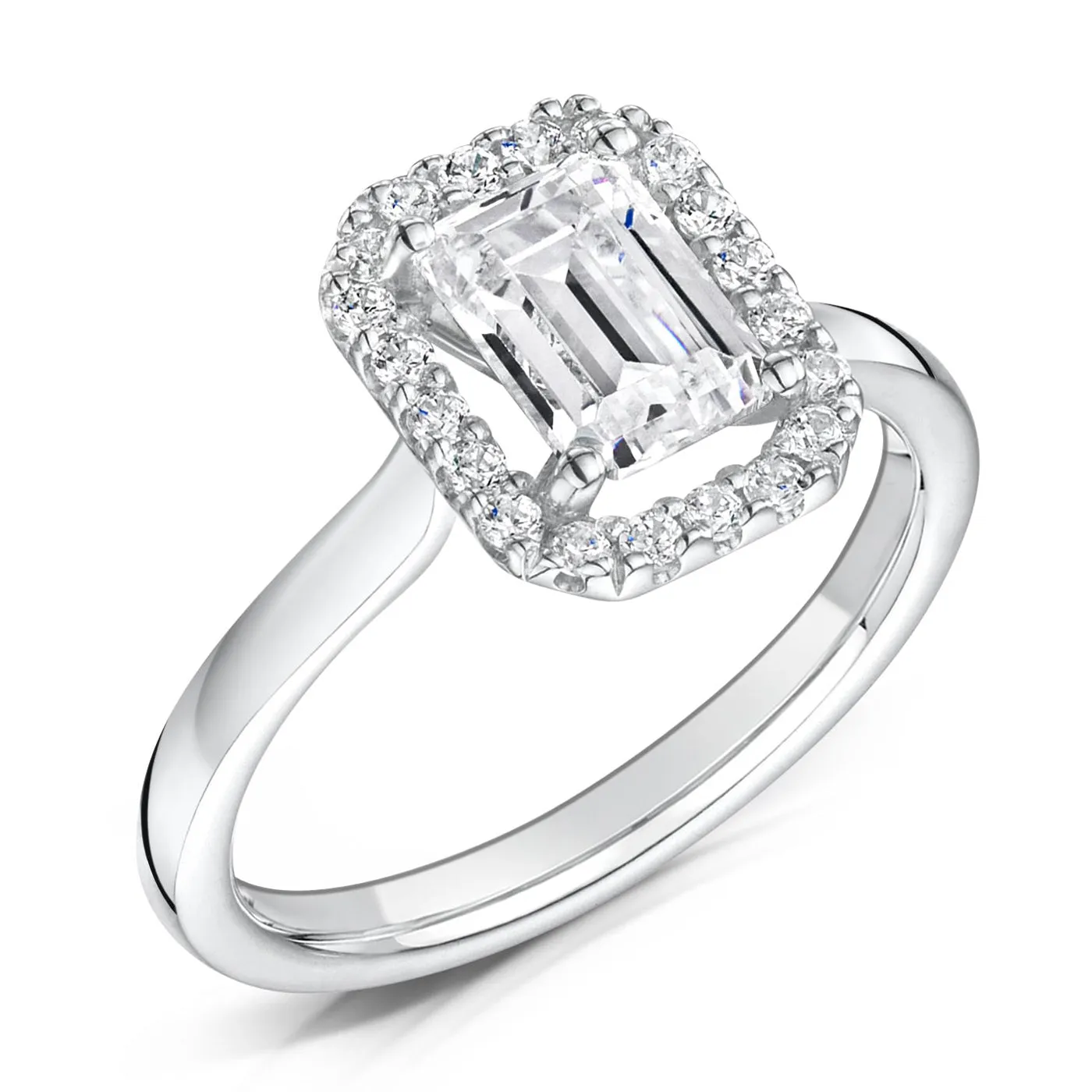 The Rose Ring | Lab Diamond Emerald Cut Engagement Halo