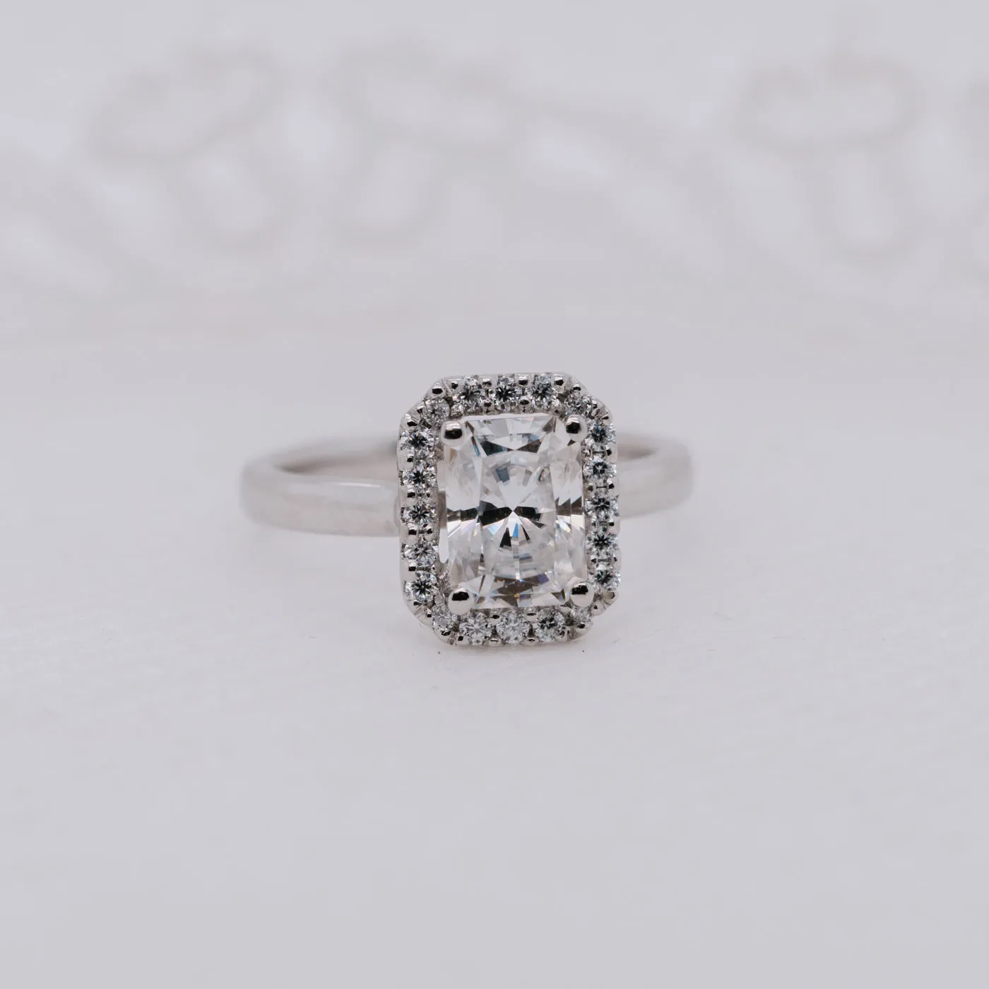 The Rose Ring | Lab Diamond Emerald Cut Engagement Halo