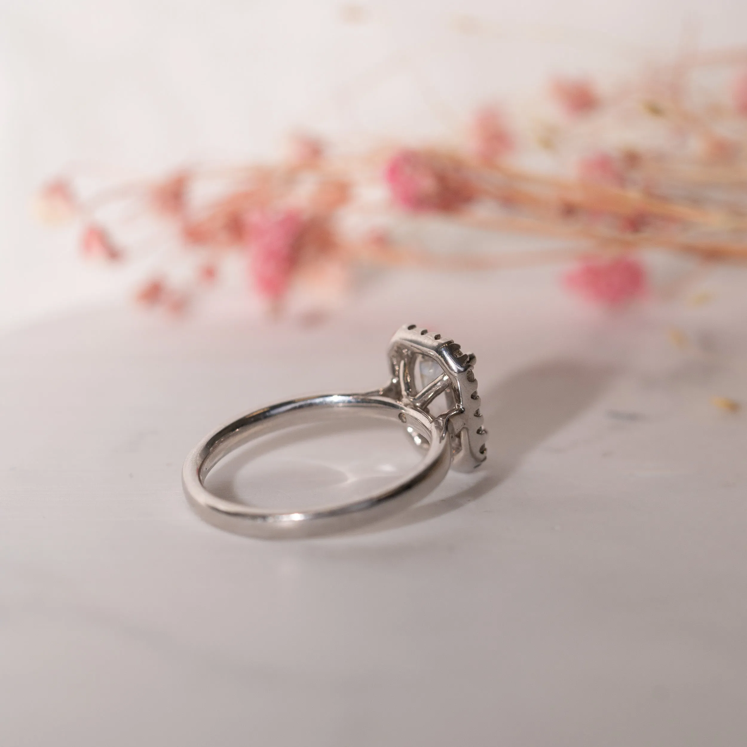 The Rose Ring | Lab Diamond Emerald Cut Engagement Halo