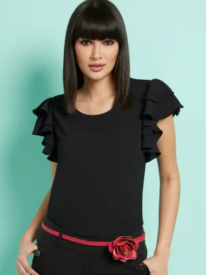 Tiered Ruffle-Sleeve Top