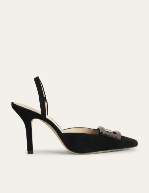 Trim Detail Slingback Courts-Black