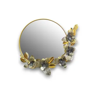 Urban Decor Mirror Flower Wall Decoration Gold & Grey