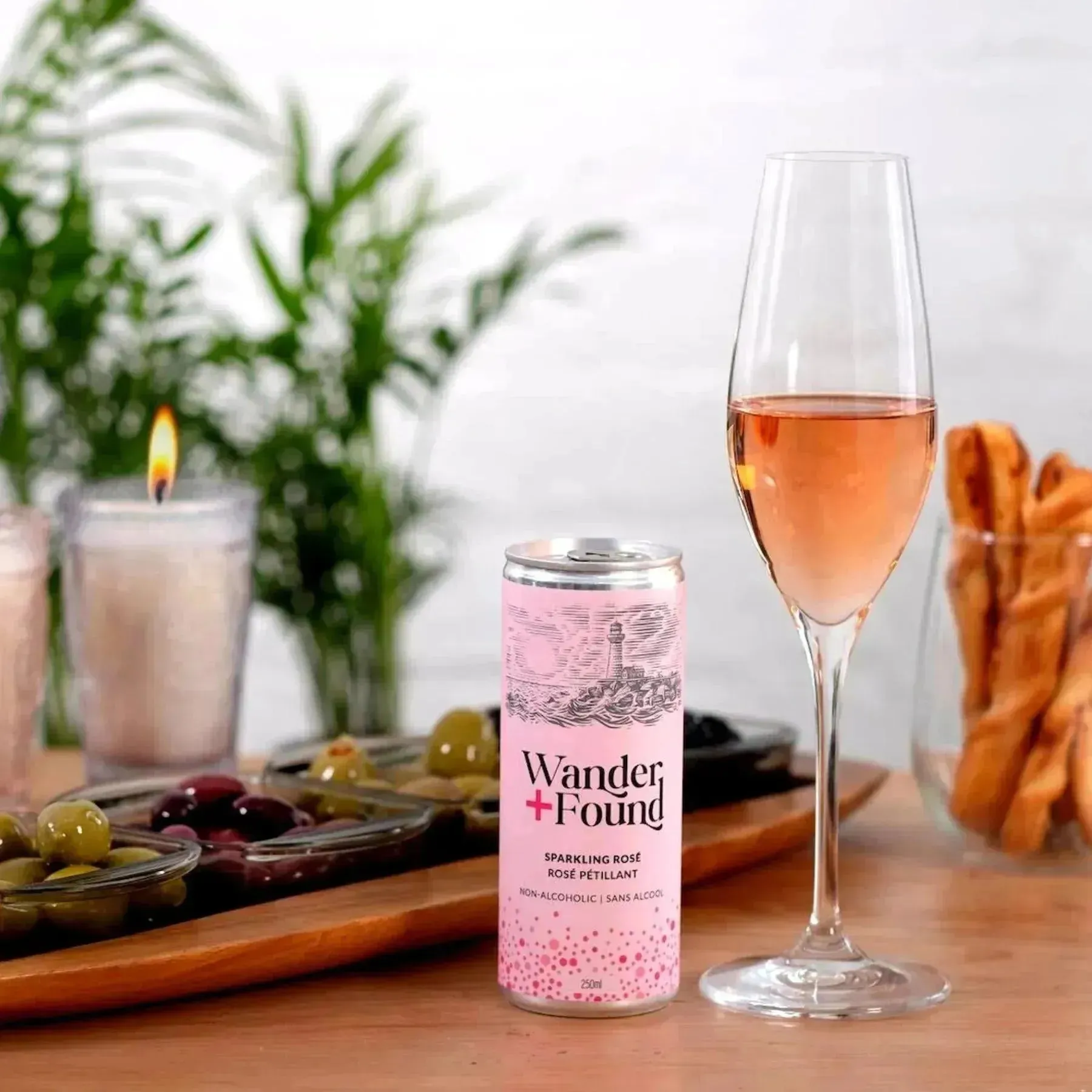 Wander   Found Non-Alcoholic Sparkling Rosé Cans