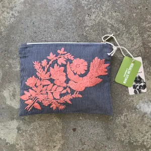 Wenlin Studio Bird Peonies Hand Embroidered Pouch Bag