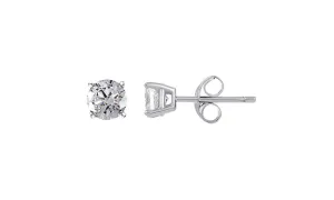 White Gold Plated 1.00 CT Round CZ Stud Earrings