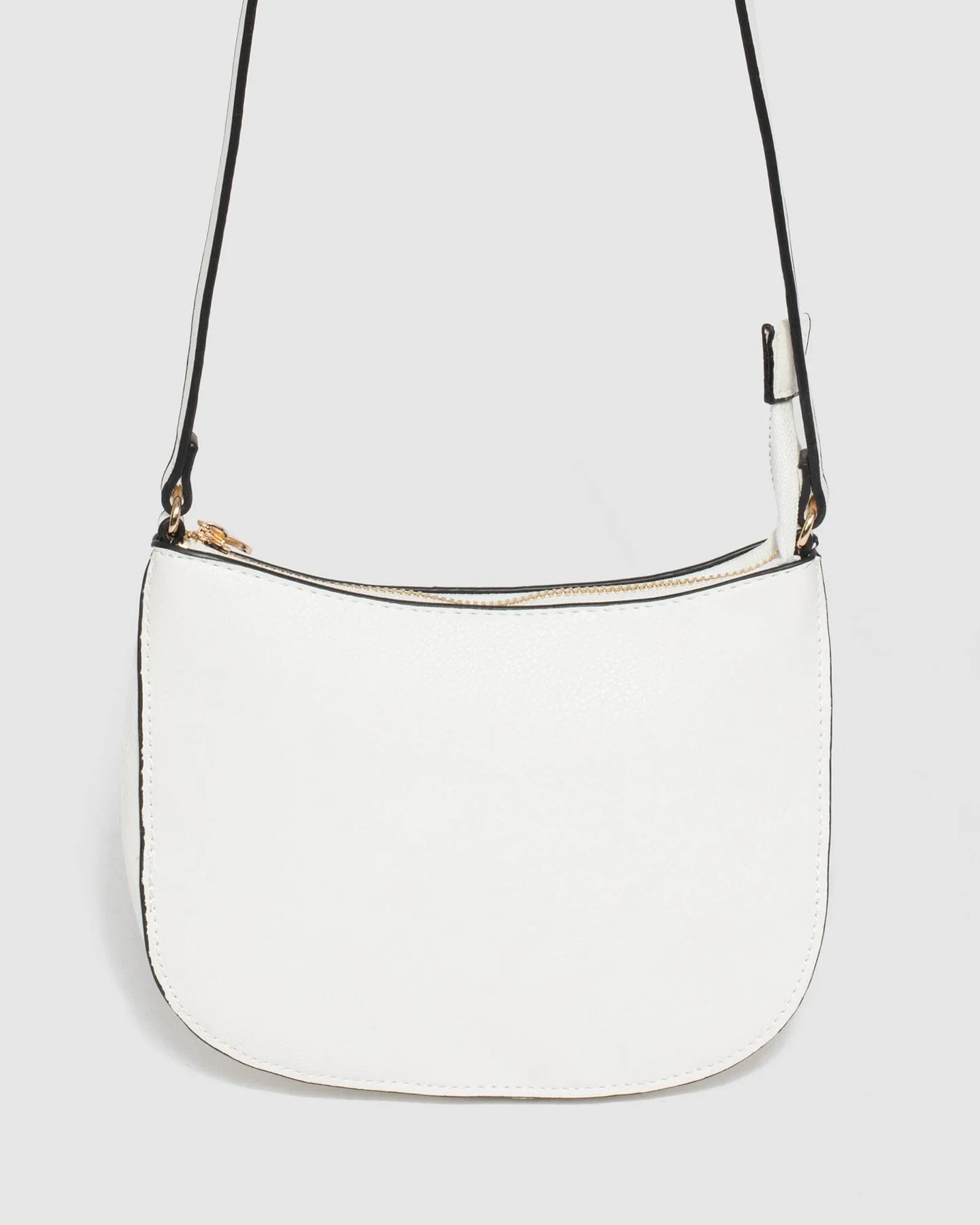 White Selena Saddle Crossbody Bag