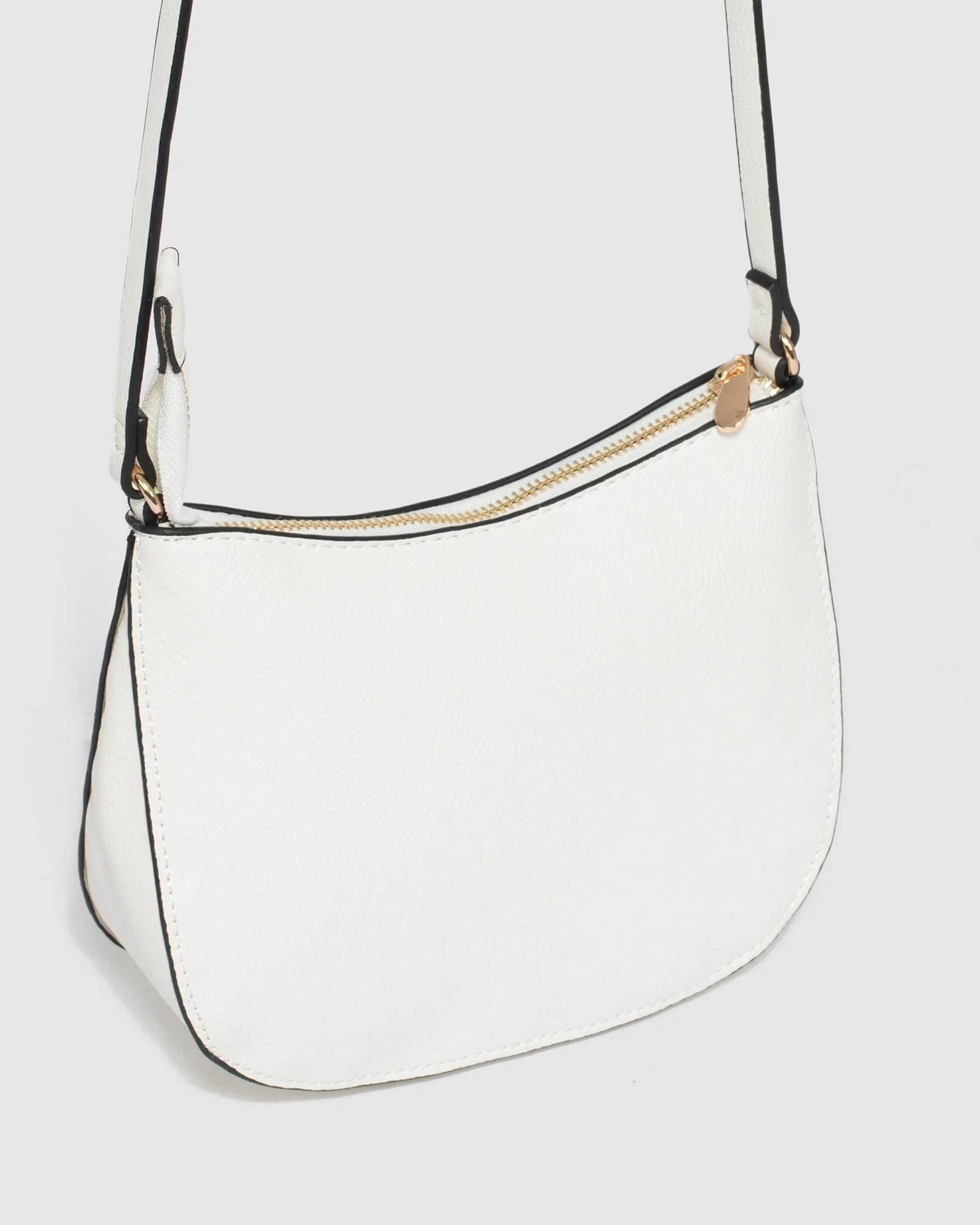 White Selena Saddle Crossbody Bag