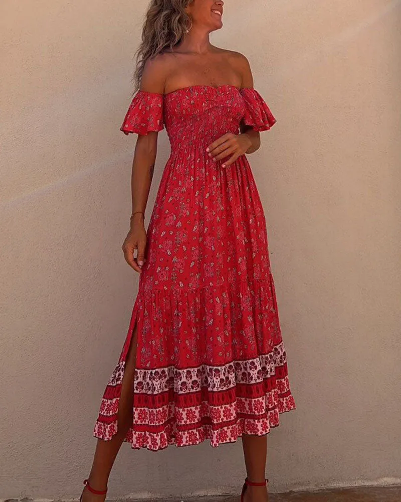 Women's off shoulder long swing dress