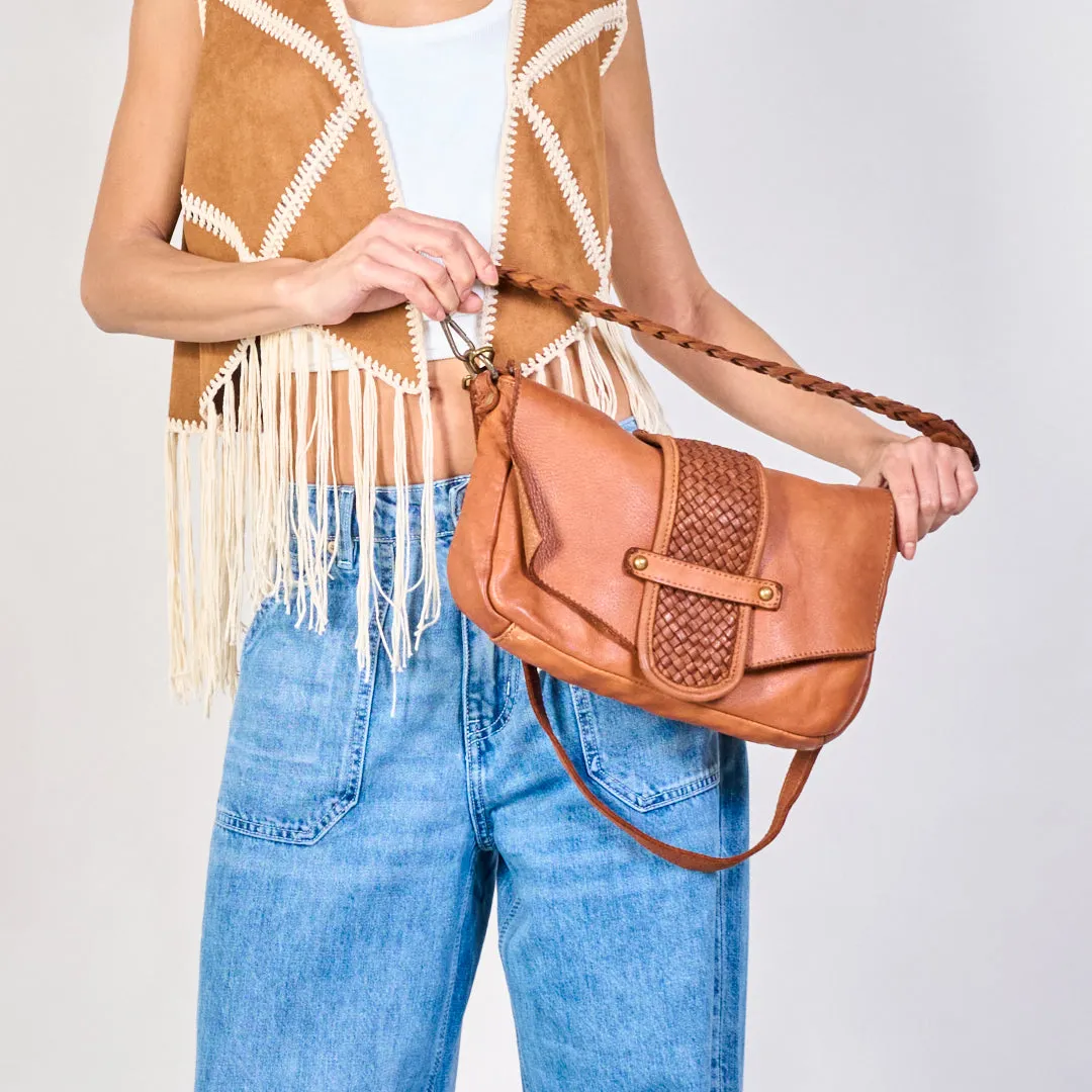 Woven accent flap crossbody bags wholesale