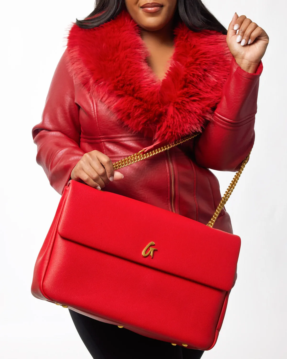 XL PEBBLE FLAP BAG - RED