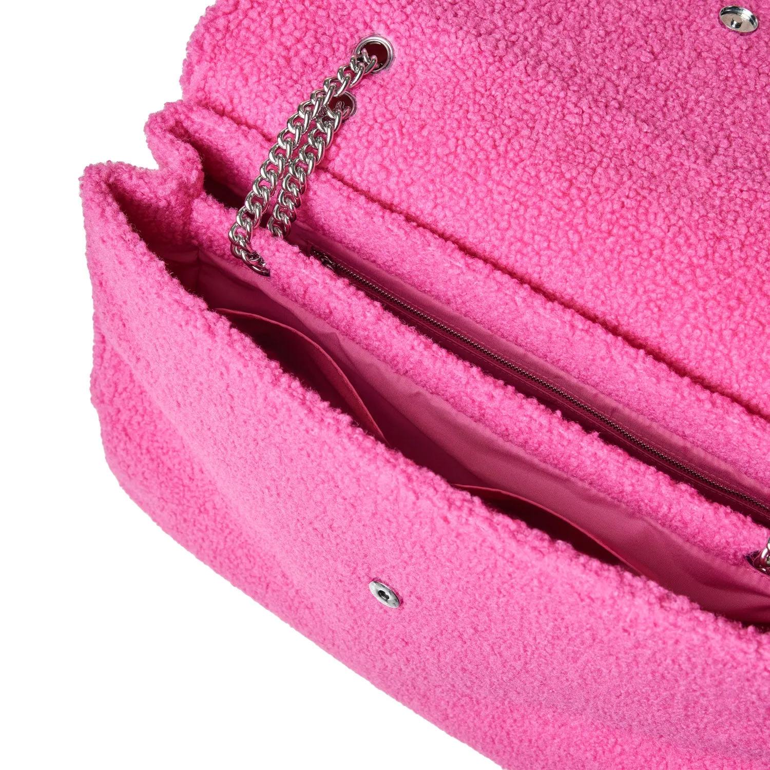 XL TEDDY FLAP BAG - HOT PINK