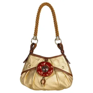 YVES SAINT LAURENT Tom Ford Vintage Gold Leather Coral Shell Rope Shoulder Bag